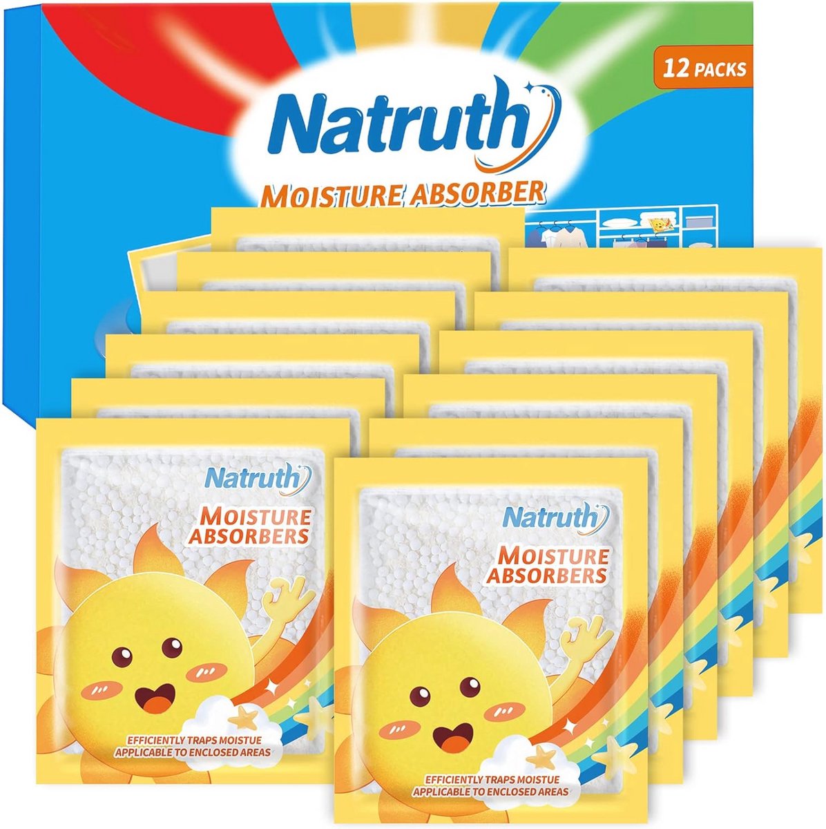 12-PACK Vochtabsorberende Tassen voor Kledingkasten - Ontvochtiger voor Kleine Ruimtes - V