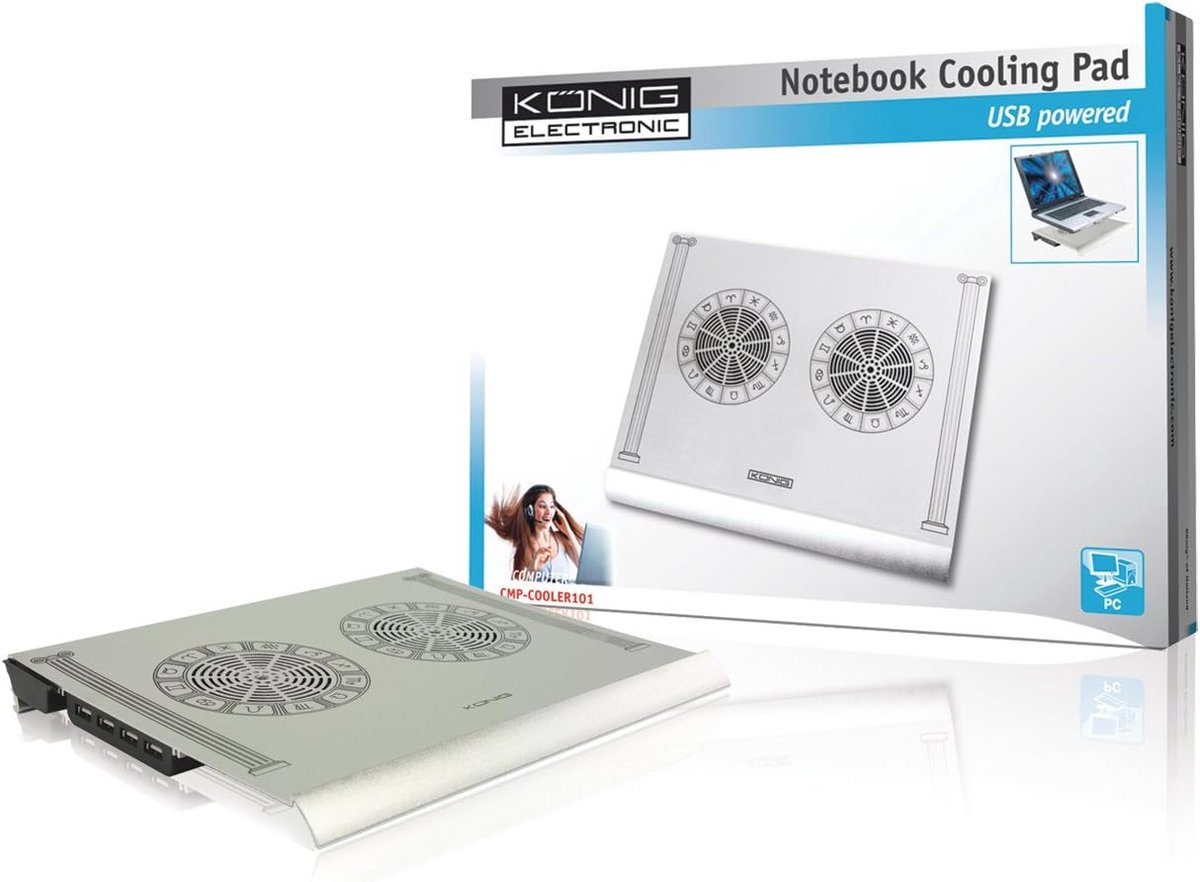 Ventilator Notebook Koeling Pad met Opslag en 2-poorts USB Hub