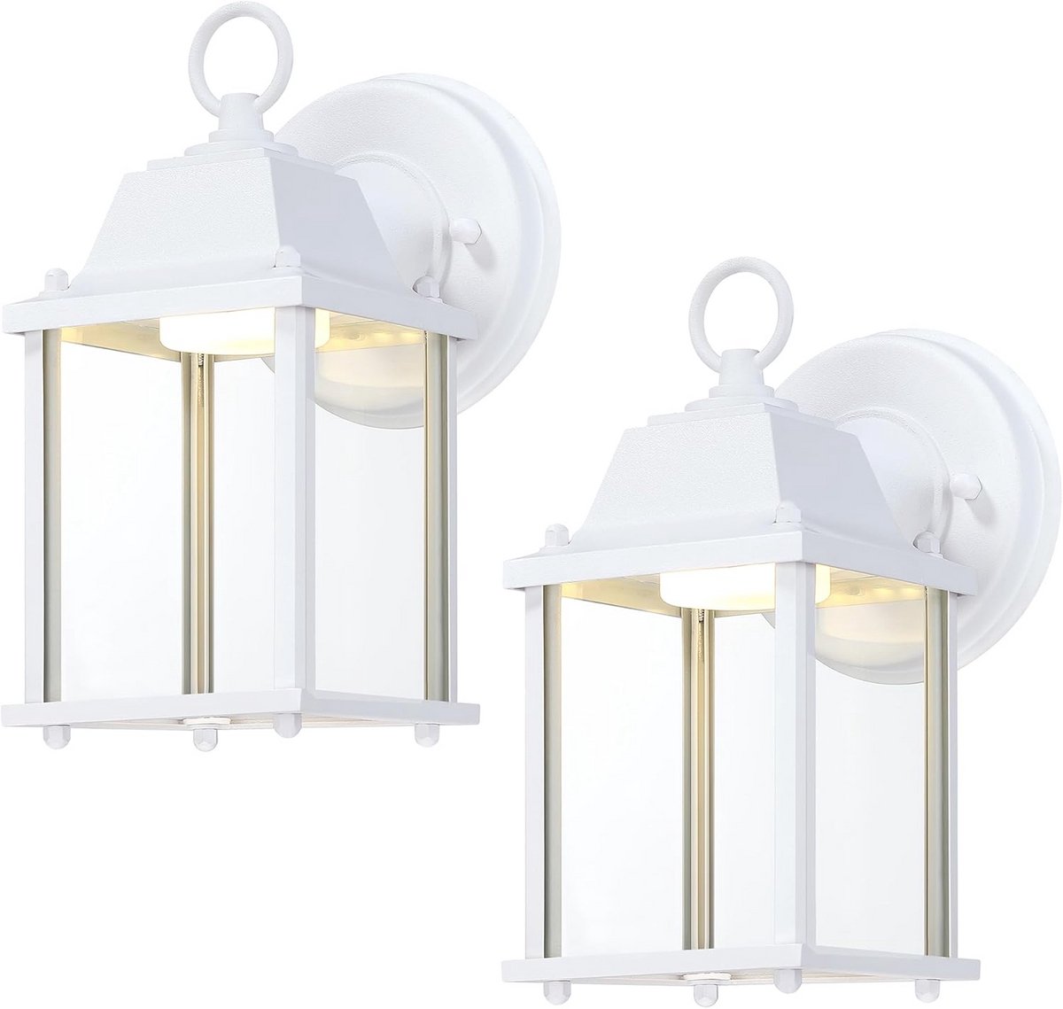 Buiten LED Wandlamp 9,5 W - 800 Lumen - Aluminium en Glas - Matte Witte Afwerking - 2-Pack