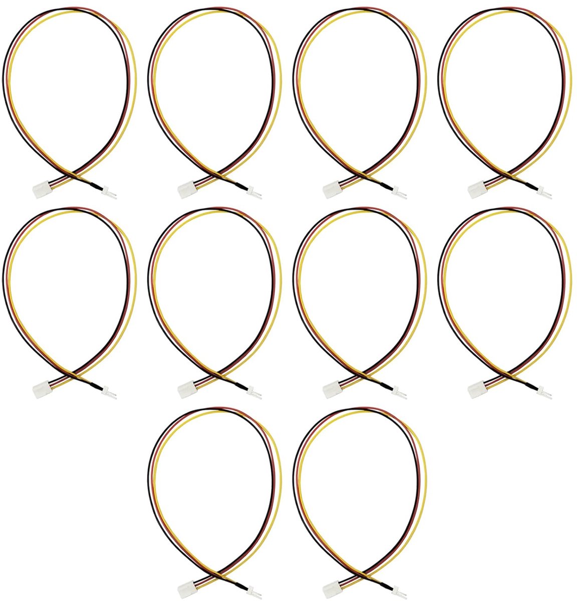 Image of 10X PC Fan Power Extension Kabel - 3 Pin Male Plug naar Female Socket - Fan Wiring Connector voor Koeling van Computer CPU Fans - 40cm Lengte