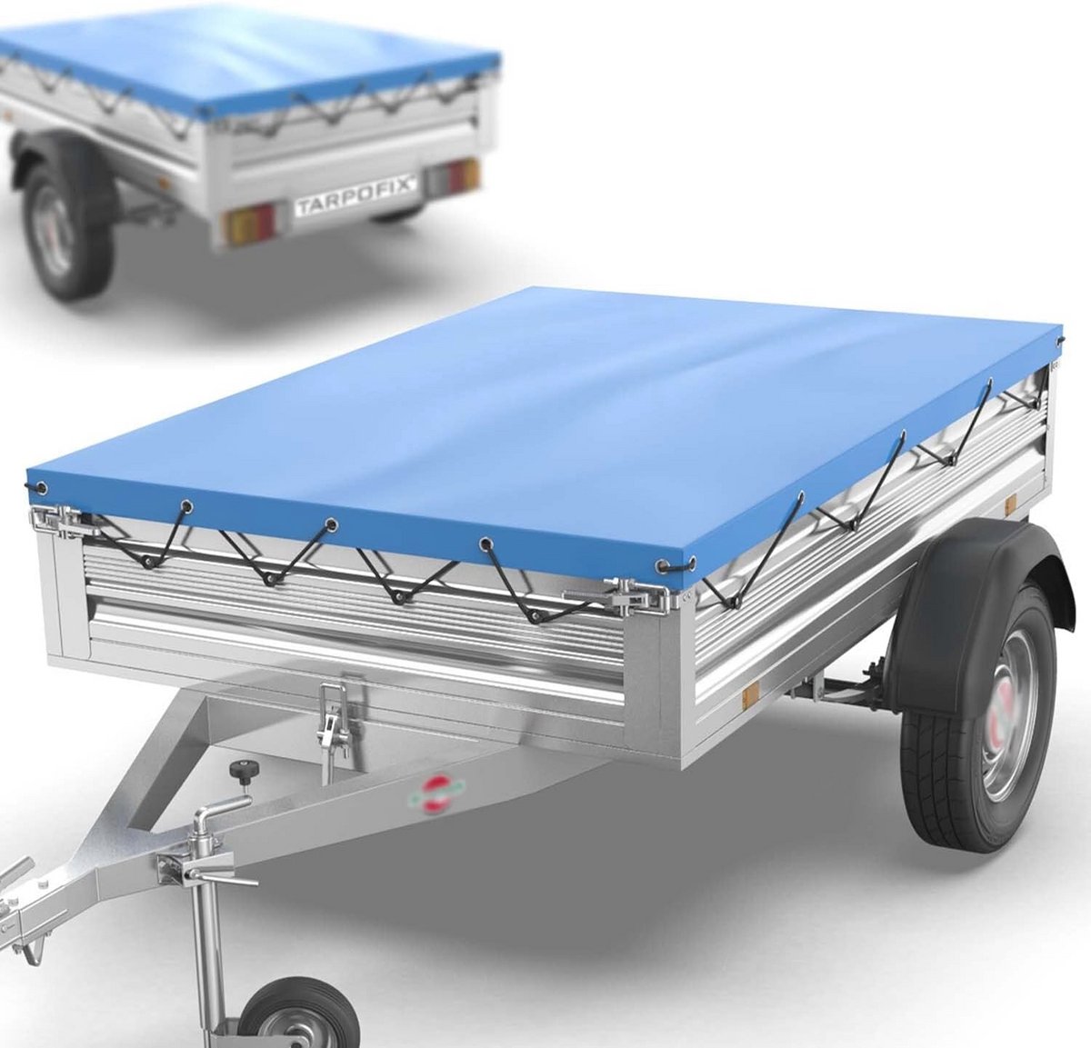 Aanhangerzeil 257,5 x 134,5 cm | Platte zeil van PVC | Afdekzeil voor autoaanhanger tot 1300 kg