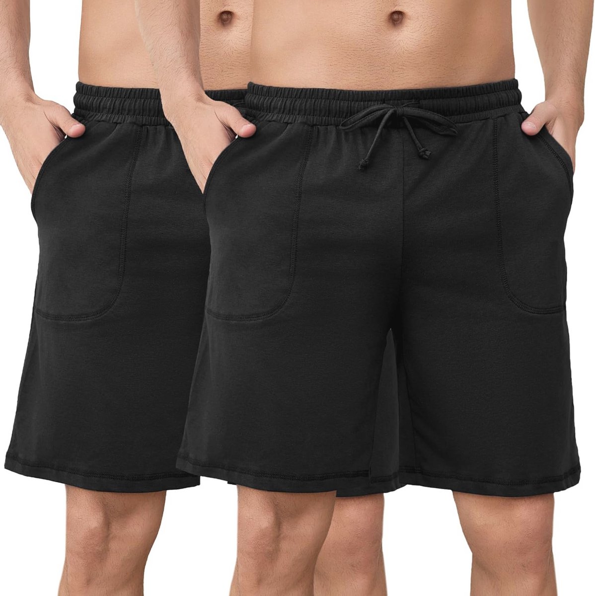 Set van 2 korte katoenen pyjamabroeken voor mannen – slaapshorts en loungewear