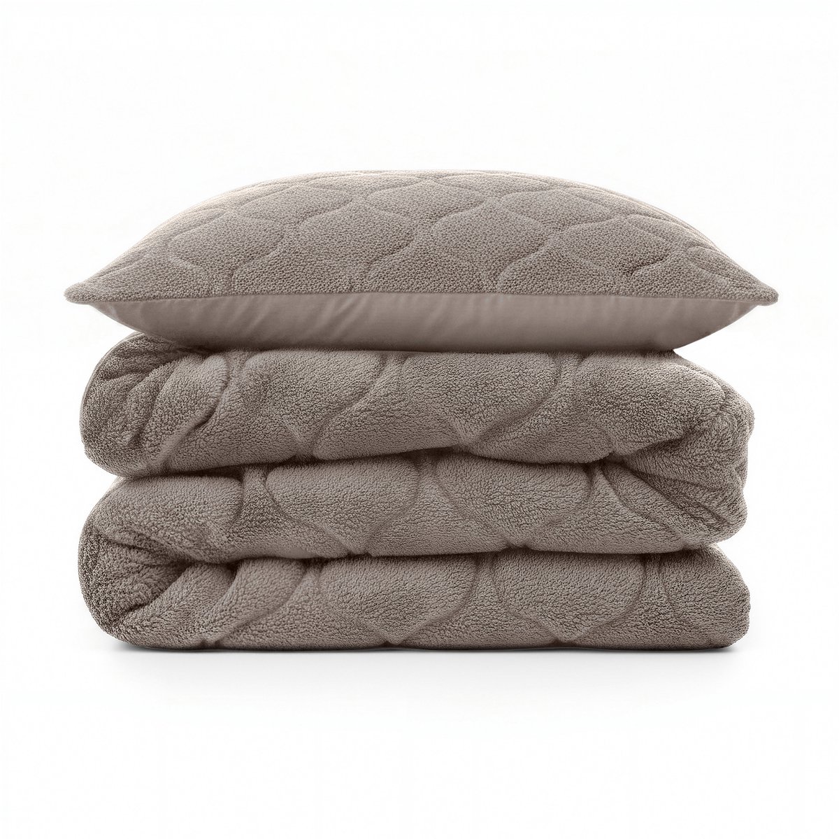 Sleeptime 2 in 1 Teddy Premium Dekbed zonder Overtrek - Dekbed Inclusief Slopen - 140 x 200 cm - Taupe/Grijs