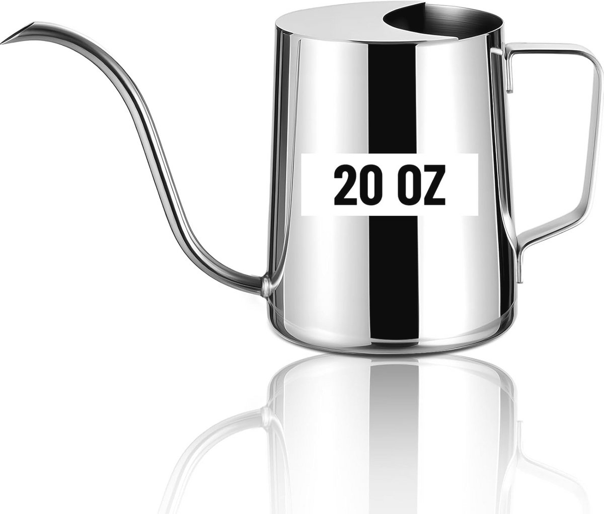 Kleine gieter voor binnenplanten, mini-gieter met lange uitloop en handvat, 600 ml roestvrij staal