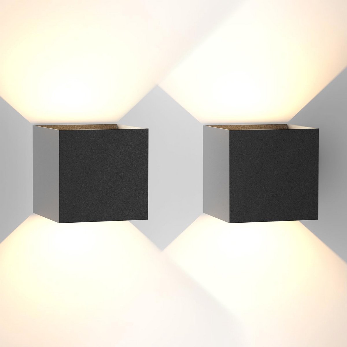 LED wandlamp set - 2 zwarte binnen- en buitenlampen met 5W en IP65 voor trappenhuis en tuin