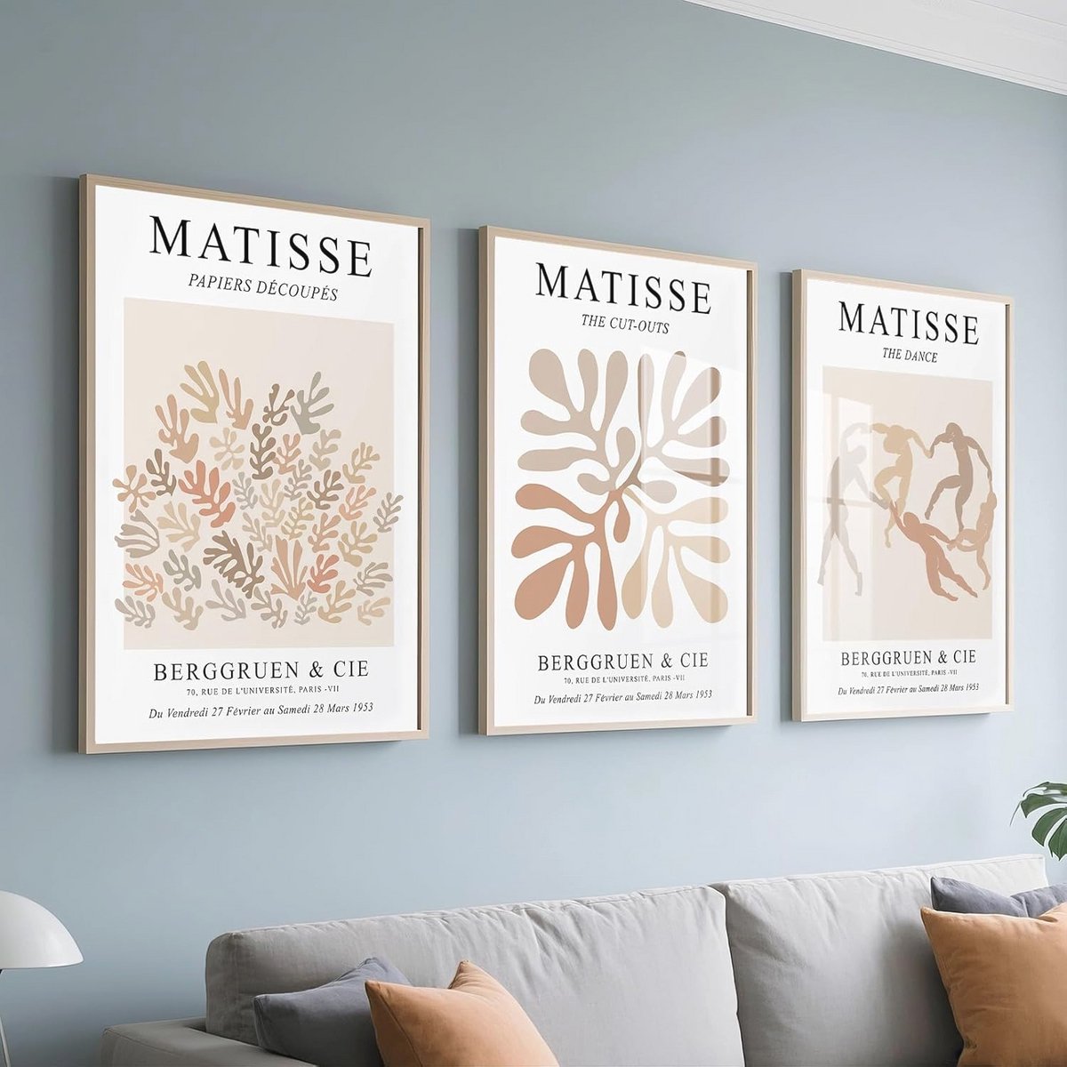 Set van 3 Wandafdrukken in Beige Canvas - Neutraal Vintage Stijl voor Woon- of Slaapkamer