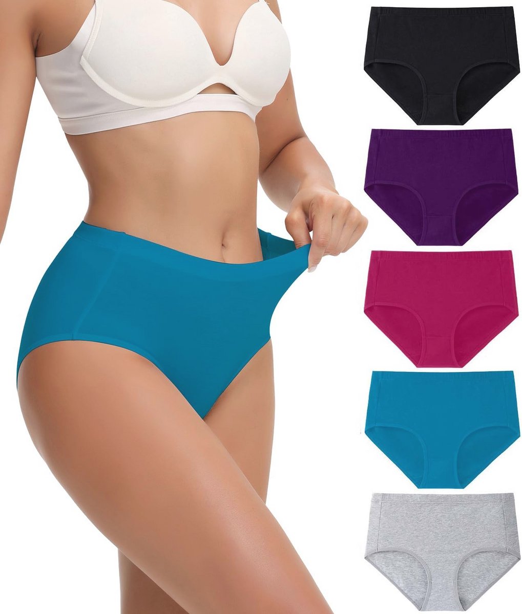 Herenondergoed Katoenen High Waist Onderbroeken voor Dames - Zacht en Comfortabel - Set van 5