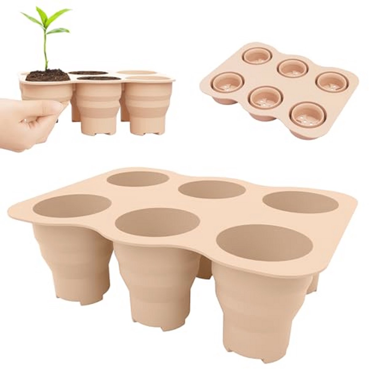 Set van 2 siliconen zaadstartersbakjes voor microgreens en kamerplanten