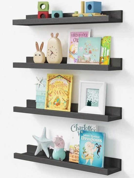 Strixorn Montessori Boekenkast, set van 3 wandplanken, voor kinderkamer