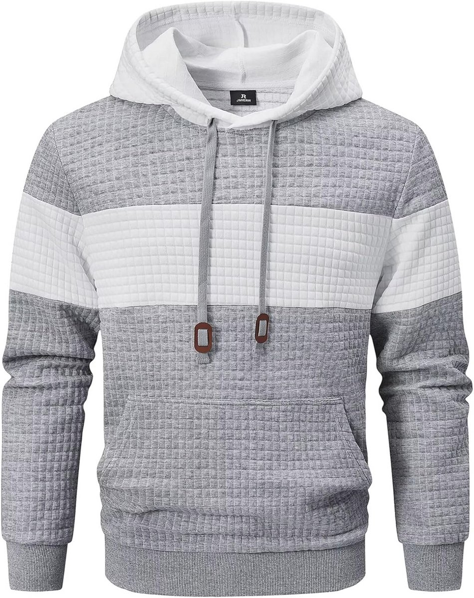 Heren capuchontrui met lange mouwen, warme hoodie en kleurblok