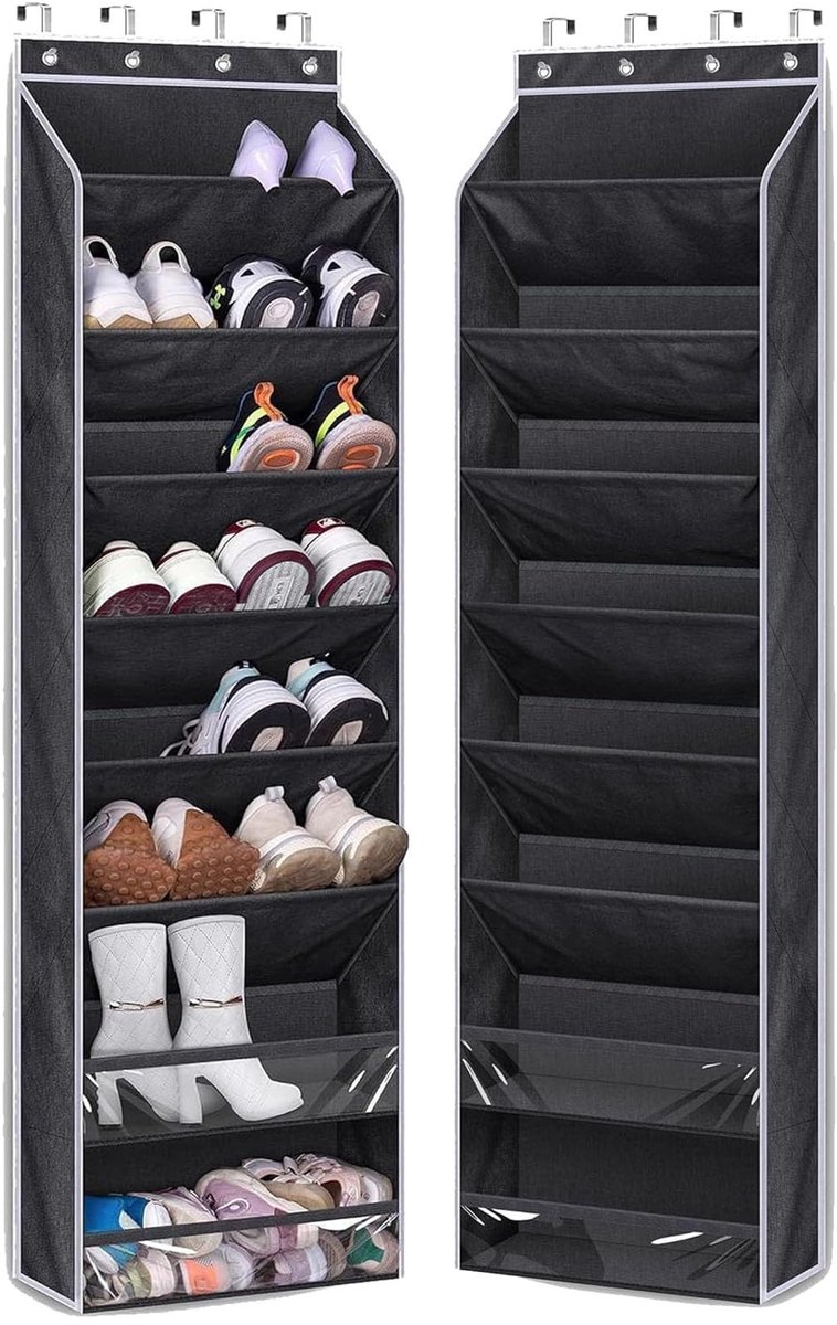 Unyqoos® Ruime hangende schoenenorganizer voor over de deur met 8 planken