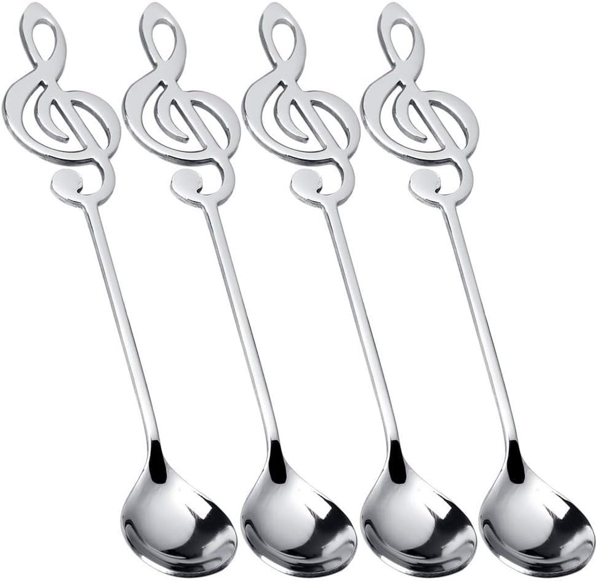 Unyqoos® Set van vier elegante roestvrijstalen lepels met muzieknoten ontwerp
