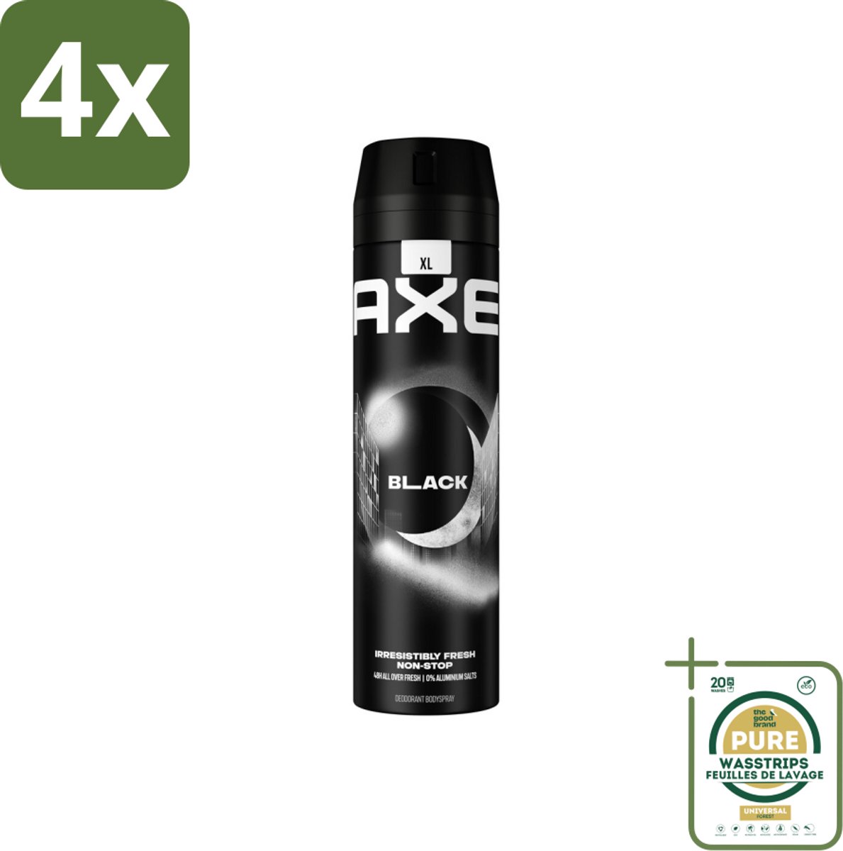 Axe Deodorant Bodyspray Black 200 ml - Voordeelverpakking - 4 stuks - Black - 48 uur