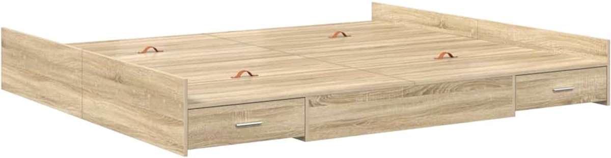 Tweepersoonsbed | Dubbelbed | Volwassenenbed | Bedframe met opbergruimte met lade Sonoma eiken 180 x 200 cm