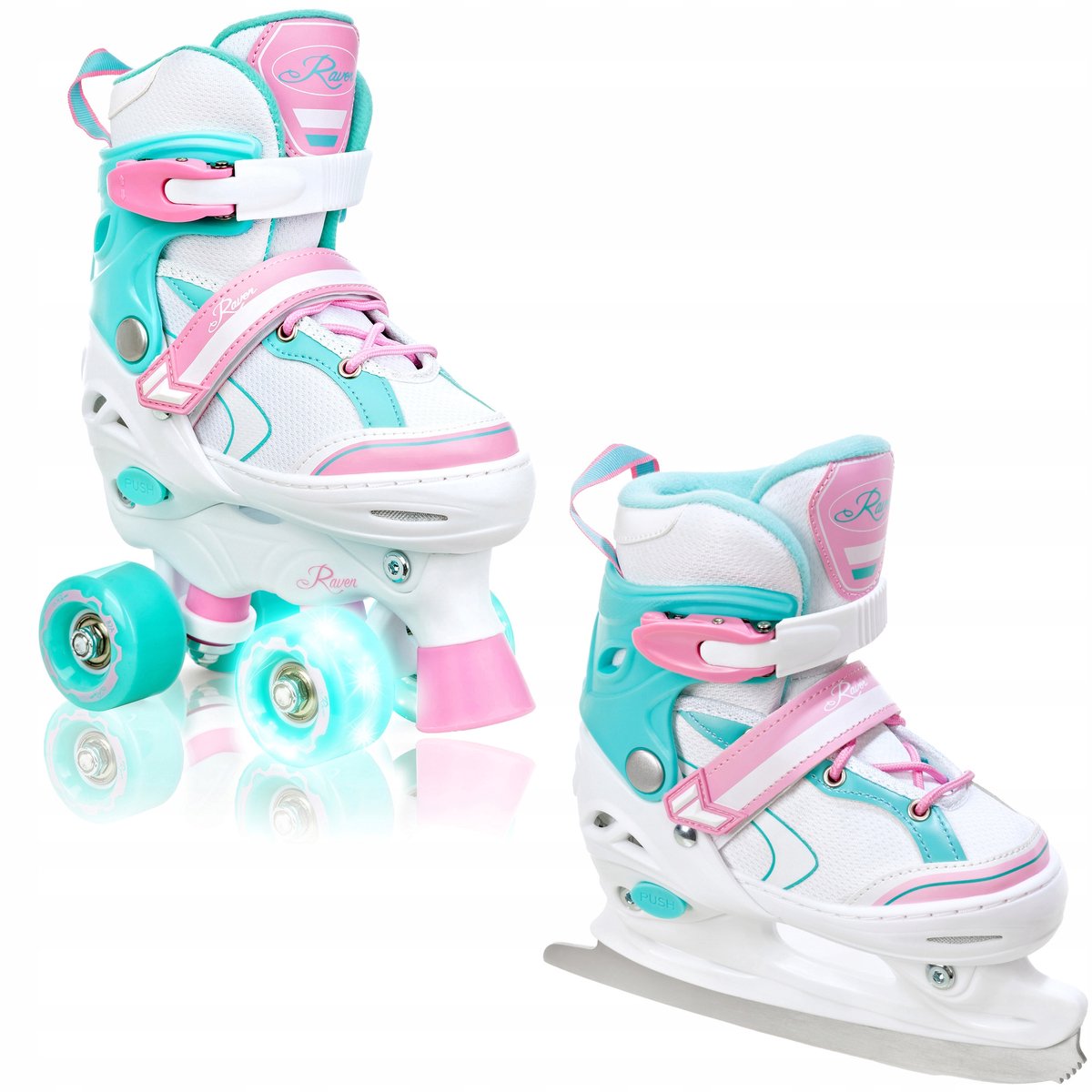 RAVEN Lia 2-in-1 Schaatsen/Rolschaatsen LED Wielen Wit