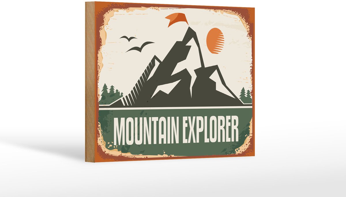 Holzschild Retro 18x12cm Mountain Explorer