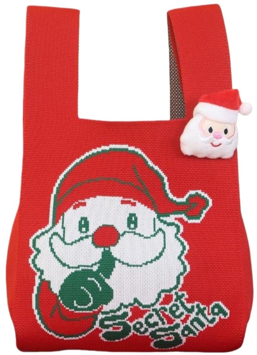 Mmgoqqt Kerst Opbergzak - Gebreide Pols Tas - Kerstman - Vrije Tashouder -20*35cm