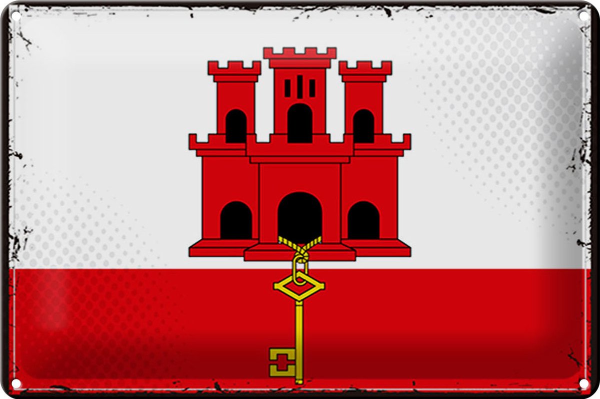 Blechschild Flagge Gibraltar 30x20cm Retro Flag Gibraltar