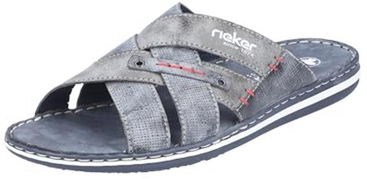 Heren Slippers Blauwgrijs van Kunstleer met Schokabsorberende Zool