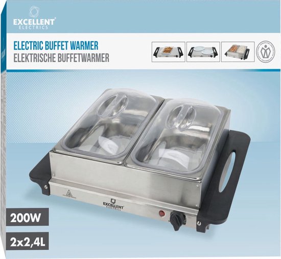 Excellent Electrics Buffetwarmer - Elektrisch - Met 2 RVS bakken - 200W — afbeelding 5