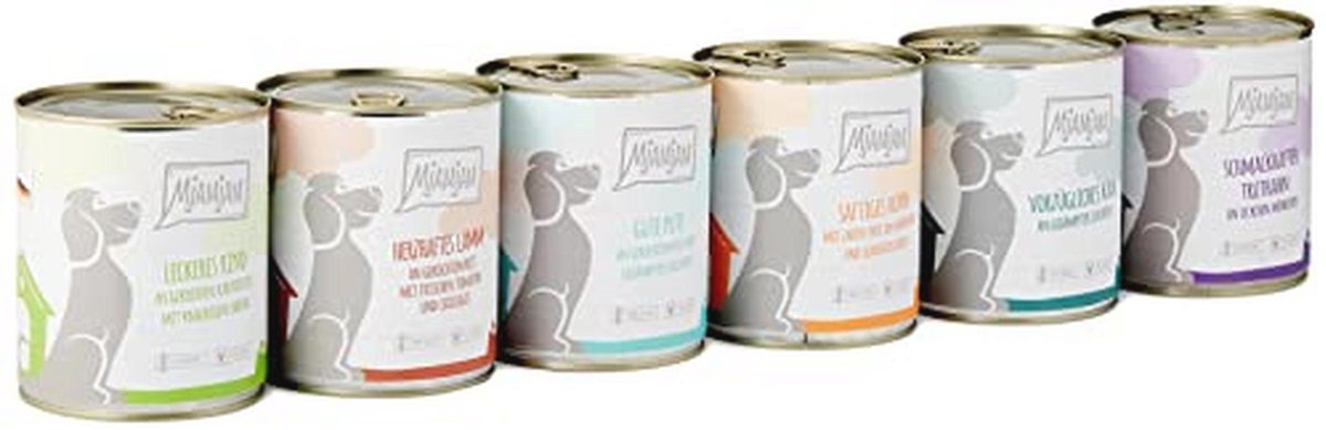 MjAMjAM - premium wet food for dogs - Mixed package II - With chicken & duck, beef, turkey, veal, turkey, lamb, pack of 6 (6 x 800 g), natural with extra meat