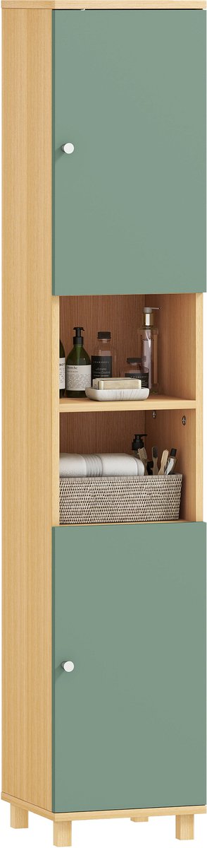 HOMCOM Badkamerkast - Spaanplaat - 30x30x166cm - Groen