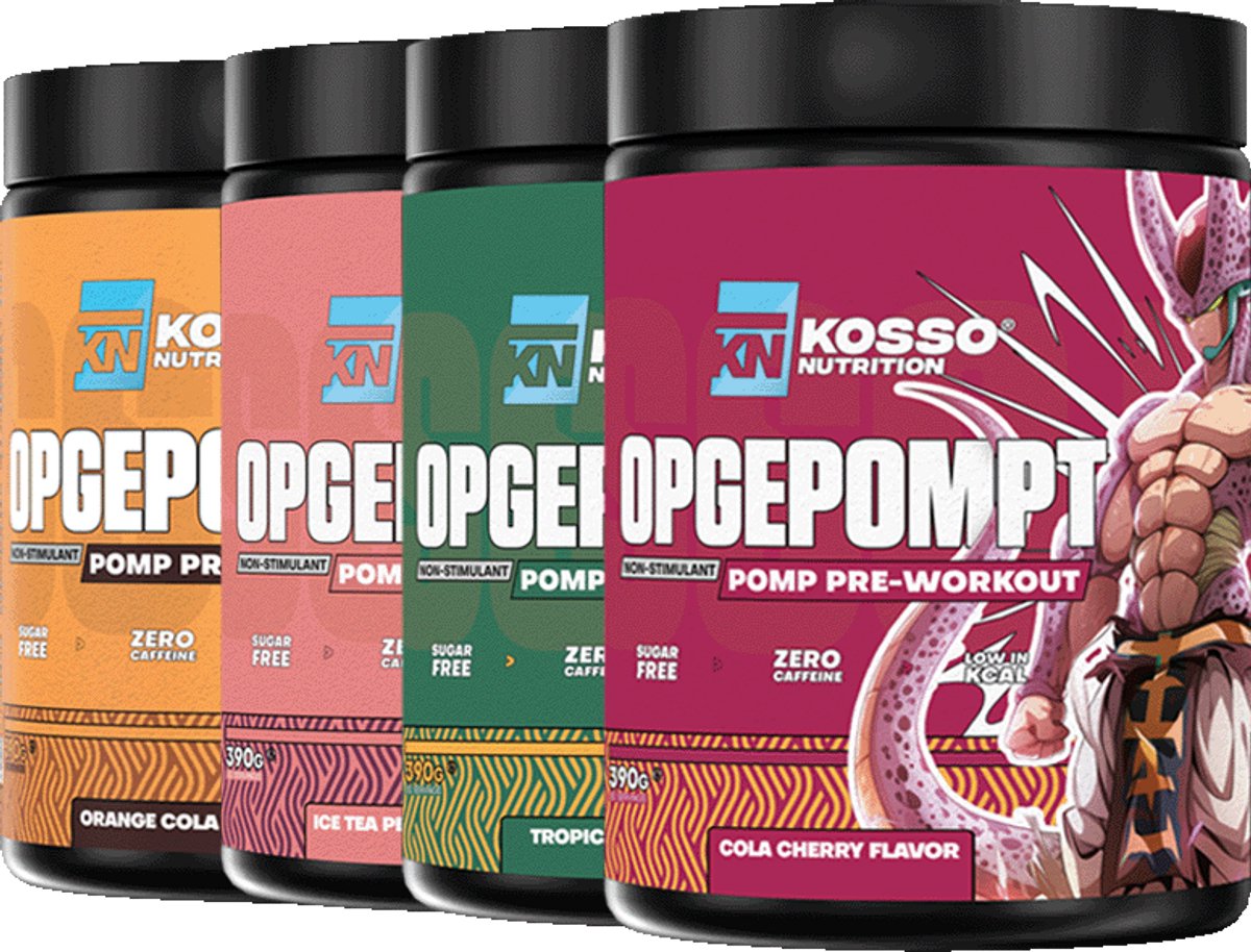 Kosso Nutrition – Opgepompt – Orange Cola – Cafeïnevrije Pre-Workout – Pomp & Focus – 390g