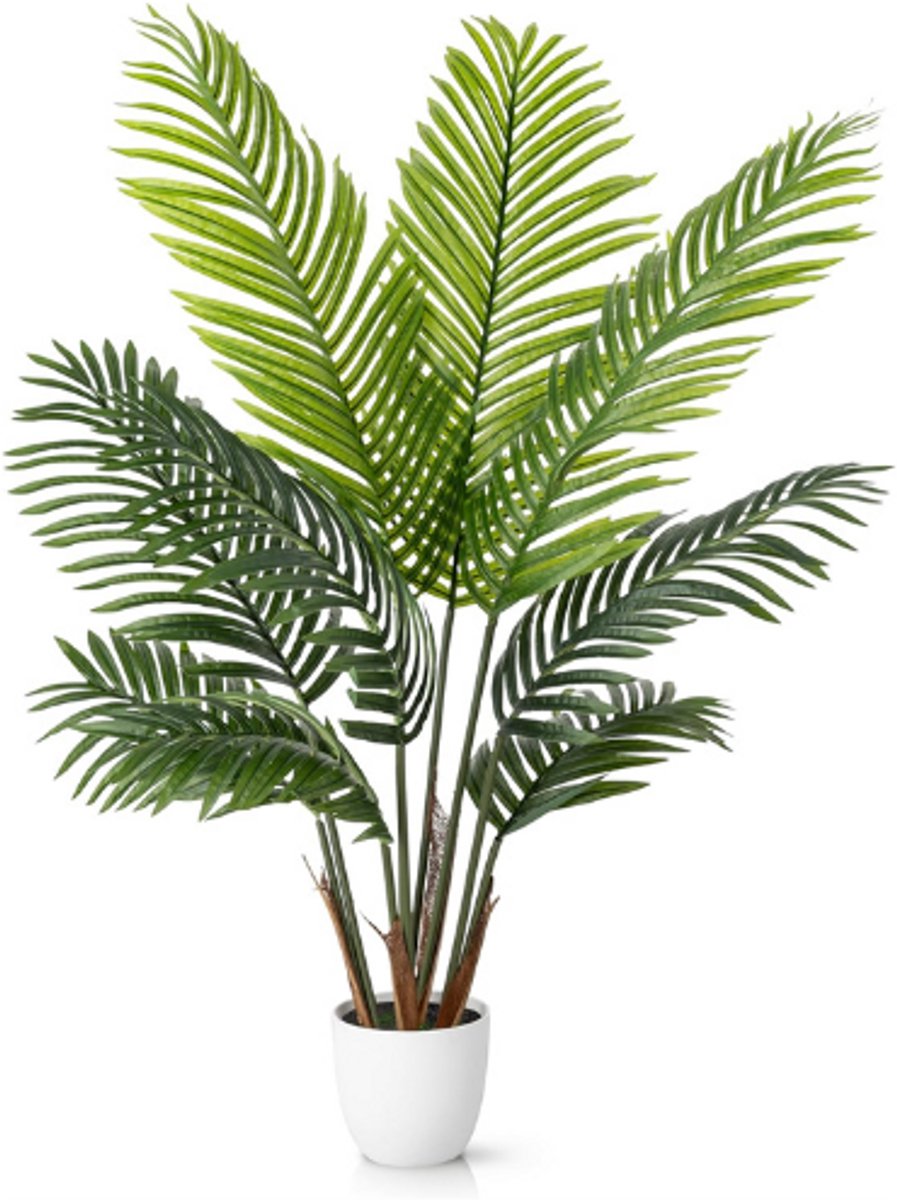 Areca Kunstpalm – Grote Kunstplant 110Cm – Natuurgetrouwe Duurzame Kunstplant – Realistische Grote Palm – Kunstplant Voor Natuurlijk Interieur – Woonkamer – Kantoor – Hal