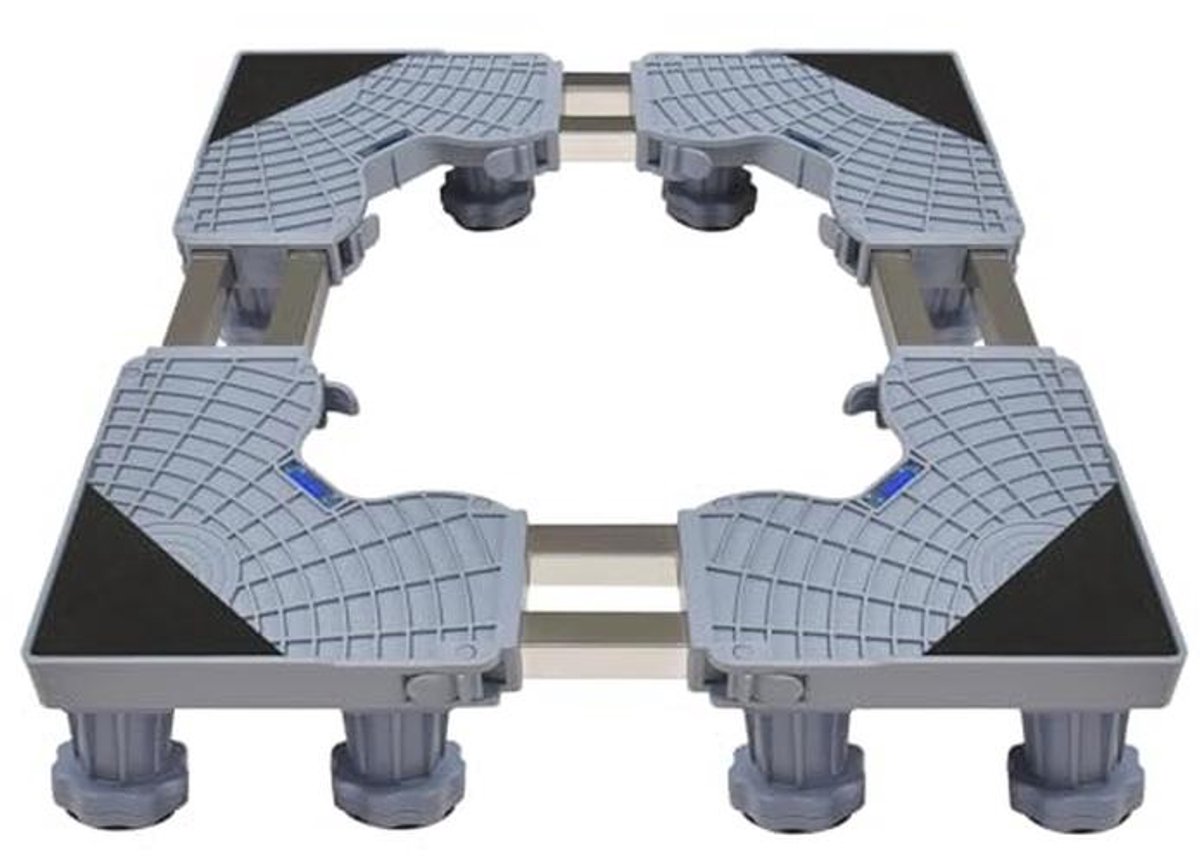 Verstelbaar wasmachine-frame met 2 vaten en 12 poten Roestvrij staal onderstel voor koelkast vriezer en wasmachine (45-68 cm)