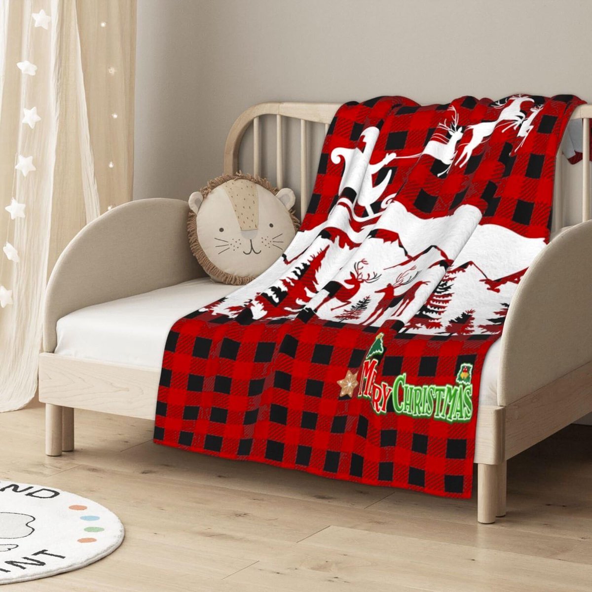 Unyqoos Zachte en warme flanellen kerstdeken met uniek 3D-kerstpatroon Kleurjik