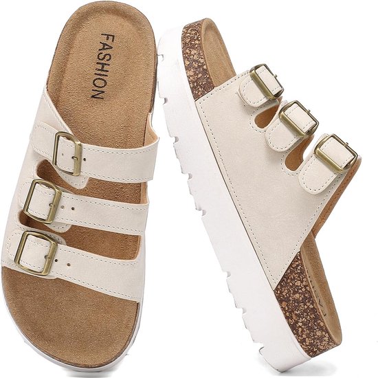 Handgemaakte anatomische leren sandalen met koeienprint en kurken zool - op gladiatoren geïnspireerde orthopedische schoenen - Nederland