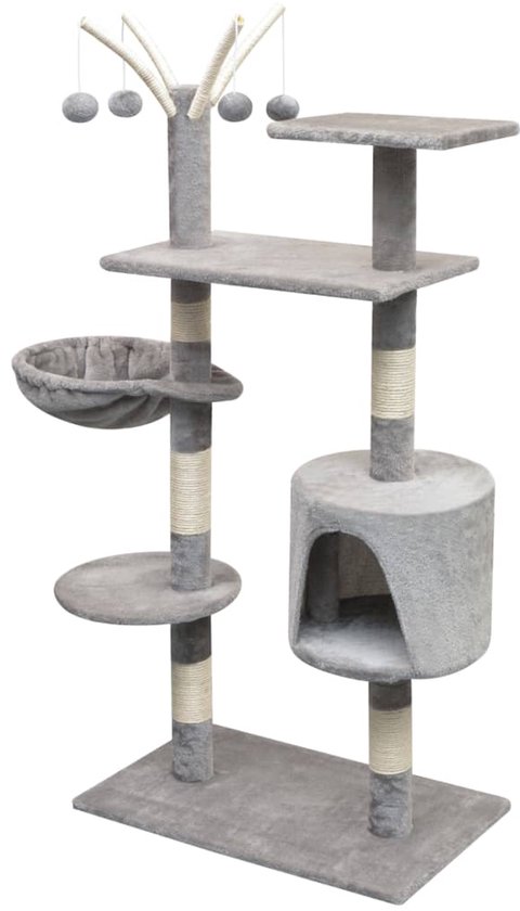 Jake and Jacky Krabpaal voor Katten - Kattenkrabpaal - Krabmeubel - Kattenboom - Krabpalen - Kattenhuis - Lichtgrijs - 147 cm Hoog