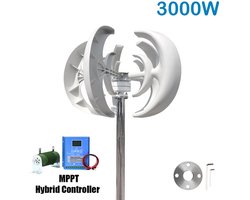 24V 3000W Verticale Windturbine – Windmolen – Windgenerator – Windenergie Systeem – Hybride Zonne-energie Kit – Met Hybride Controller – Compact Ontwerp