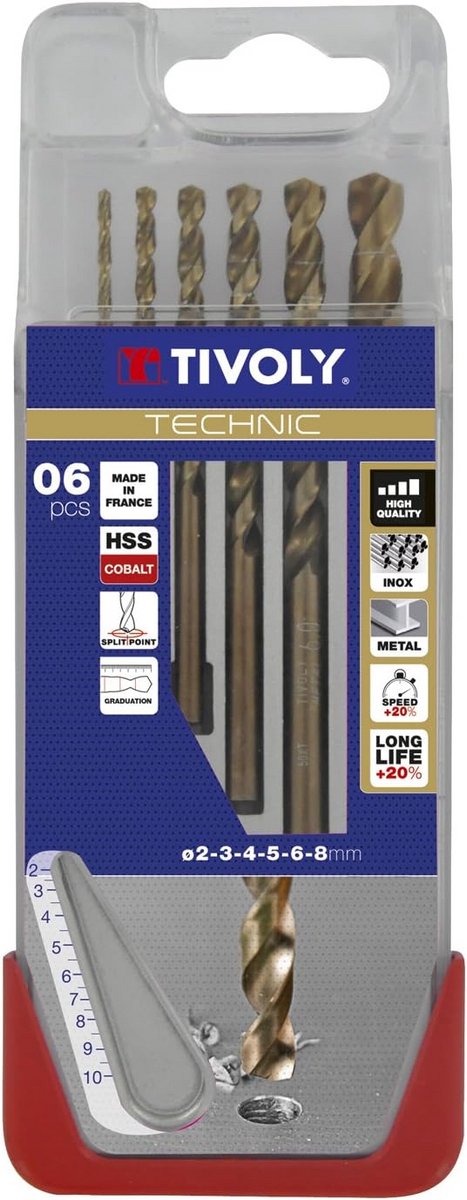 HSS-Cobalt Metaalboor Set, 6 Delen in Diverse Maten (2 t/m 8 mm) - Hittebestendig
