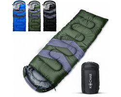 Kochar Slaapzak 2kg - 4 seizoenen - Slaapzakken voor Volwassenen en Kinderen - Met compressie draagtas - Ideaal voor Kamperen & Outdoor survival - Groen