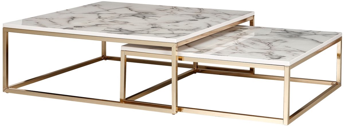 Sky Style Lily Vierkante Salontafel Set Wit Wit / Goud
