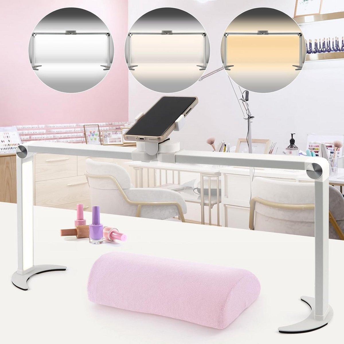 Professionele U-Vormige LED Nagellamp voor Bureau - 5 Modi Instelbare Helderheid en Kleurtemperatuur
