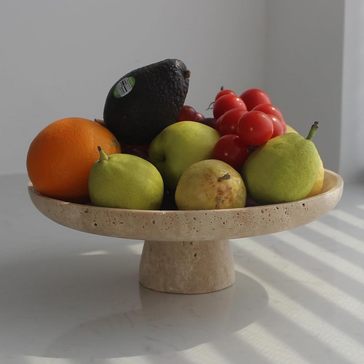 Grote Decoratieve Fruitschaal van Natuurlijk Travertijn voor Eettafel of Keuken