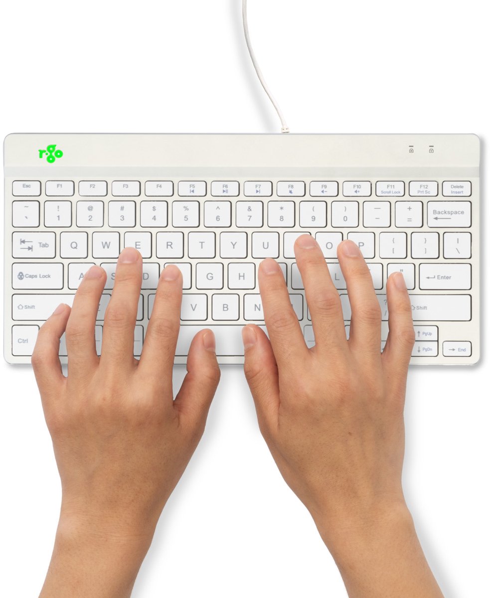 R-Go Compact Break - Ergonomisch Toetsenbord - Pauze-indicator - Ultradun - US QWERTY - Wit thumbnail 3