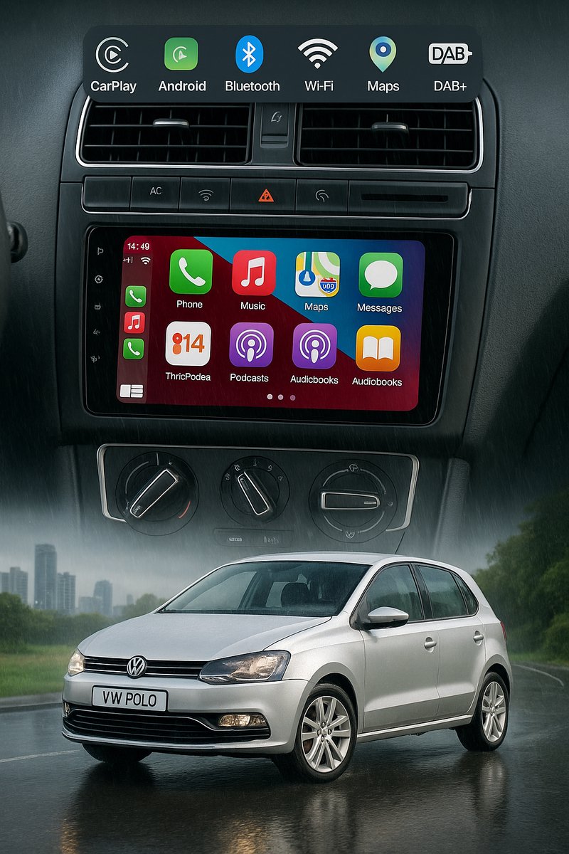 ADIVOX 9 inch T4 geschikt voor VW Polo 2009-2017 Android 15 CarPlay/Auto/Wifi/GPS/RDS/DSP/5G/QLED