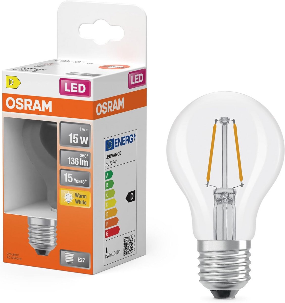 LED Filament Lamp Stervormig E27 Warm Wit 1W Kleine Fittingen 136 Lumen