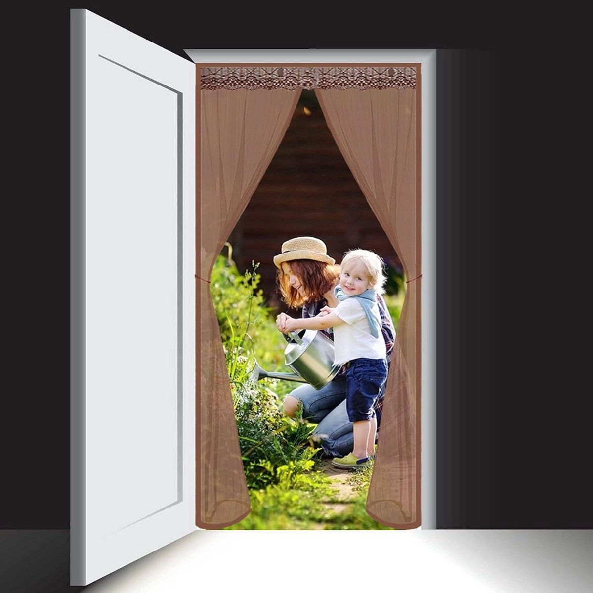 Vliegengordijn Magnetisch Automatisch Sluitend 160x260 cm Bruin - Voor Kozijnen van Hout, Aluminium en IJzer