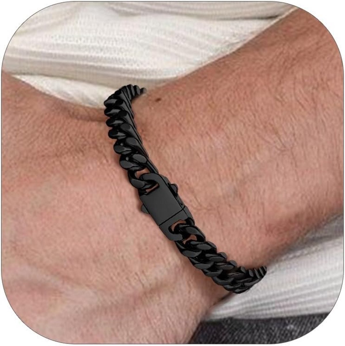 Cubaanse schakelarmband Heren Goud Zwart Roestvrij Staal - Duurzame Miami Ketting Armband met Upgrade Gesp