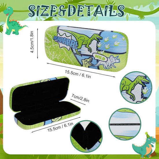 Kinders Zonnebril met UV400 Bescherming - Haai & Dinosaurus Thema - Inclusief Beschermhoesje van Merkloos — afbeelding 2
