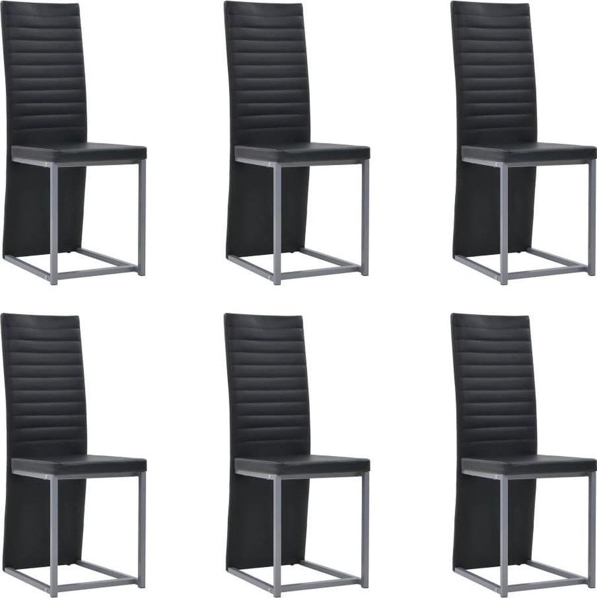 Moderne Eetkamerstoelen Zwart set van 6 STUKS Kunstleer