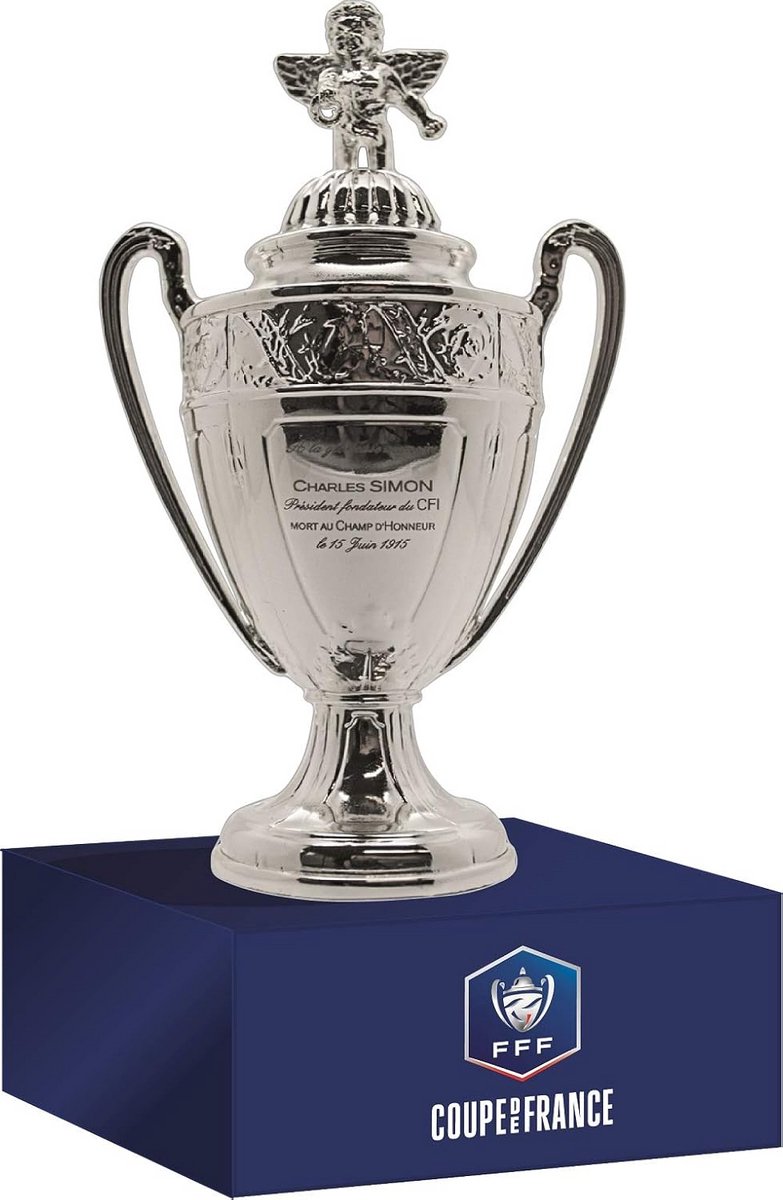 Voetbal Trofee Frankrijk Kampioen Replica op Houten Sokkel (100mm)