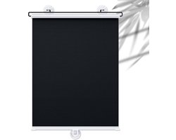 Verduisterend Rolgordijn - Zuignap Gordijn Intrekbaar - Licht Blokkeren - Zonder Boren - 68x100cm - Zwart
