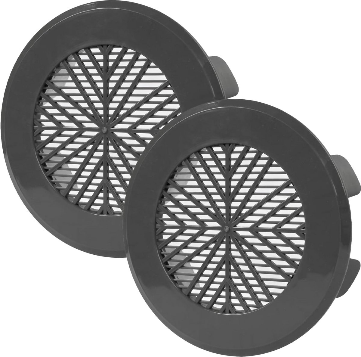 Set van 2 Ronde Ventilatie Roosters met Bescherming (7,6 - 10,2 cm) - Grafietgrijs