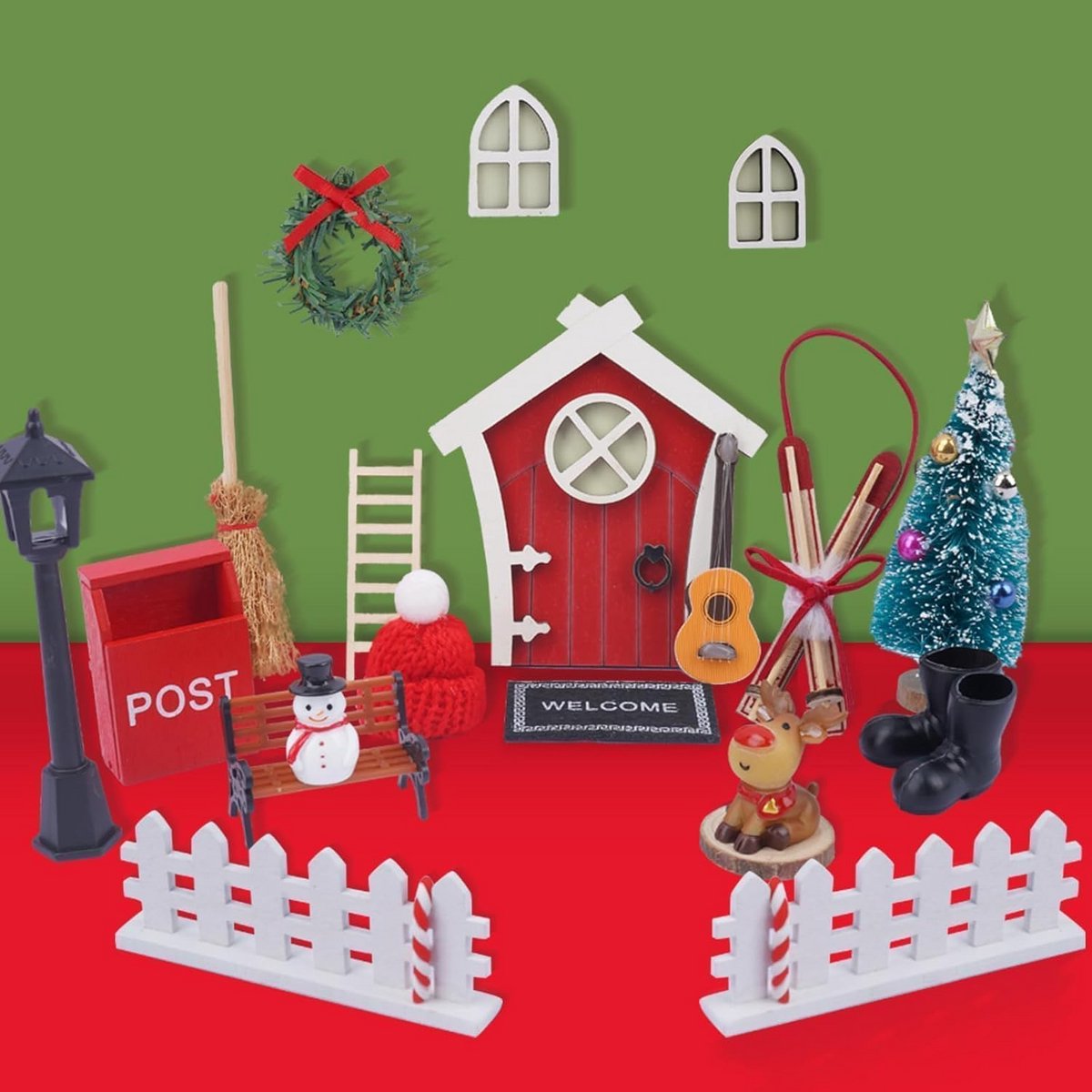 19-delige Set Elfendeur Accessoires voor Magische Kerstdecoratie in Huis