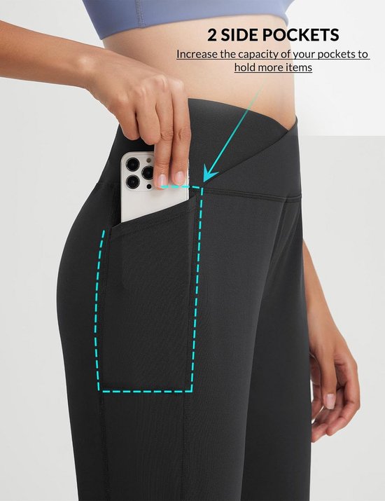 Dames Bermuda Short voor Hardlopen, Yoga en Gym - Lengte tot de Knie met Hoge Taille en Zakken — afbeelding 5